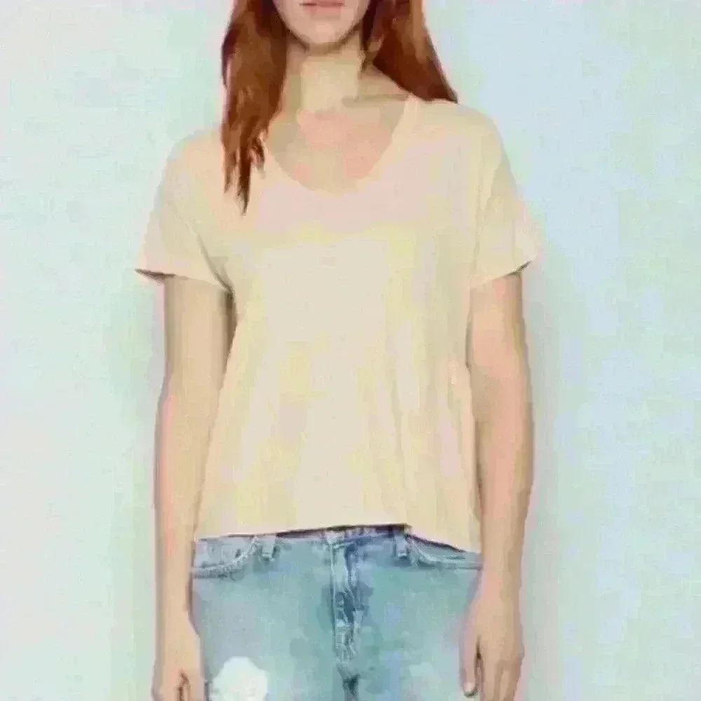 Current Elliot The Girlfriend Tee in Devotion blush pink Overdye Sz 1 or small - Picture 1 of 10